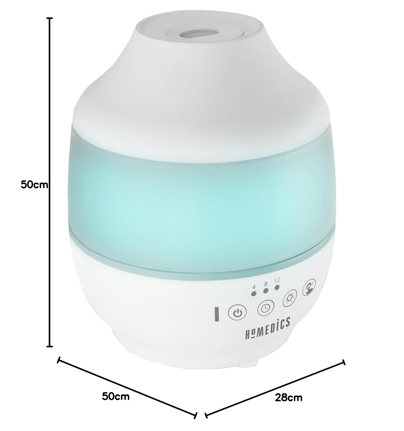 HoMedics Total Comfort Cool Mist Ultradźwiękowy nawilżacz powietrza – 7-kolorowa lampka nocna, 12-godzinny timer automatycznego wyłączania i cicha praca dla idealnego odpoczynku