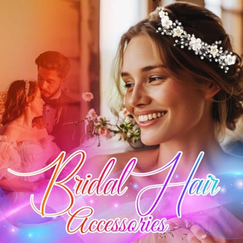 Unicra Flower Bride Wedding Hair Vine Pearl Bridal Hair Piece Leaf Hair Accessories Rhinestone Headband for Women and Girls (9inches) (Silver)4