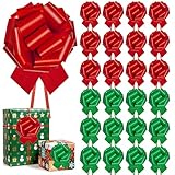 Deffdns 24 PCS Christmas Bows for Gift Wrapping,5 inch Large Xmas Holiday Pull Bows for Present,Gift Baskets,Wine Bottles,Bouquet,Christmas Wrapping Decorations [Red Green]