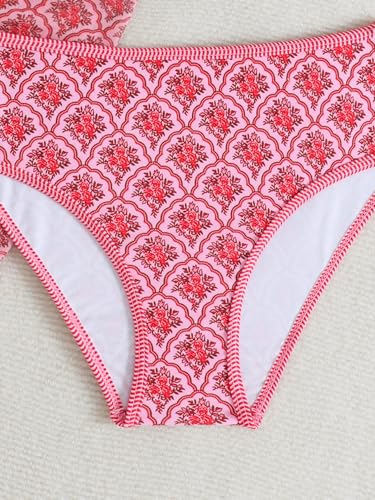 Image of SEGT Girl's 3 Piece Striped Bikini Swimwear Cute Swimsuits Bathing Suit High Waisted with Cover Up Beach Skirt