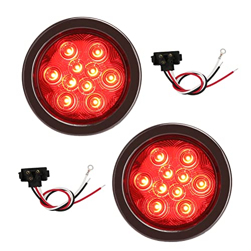 PEAKTOW PTL0401 Round Red 4 Inches LED Submersible Stop/Turn/Tail Lights Including Grommets and Plugs Pack of 2 (Red) by PEAKTOW - Used condition - CA$16.27
