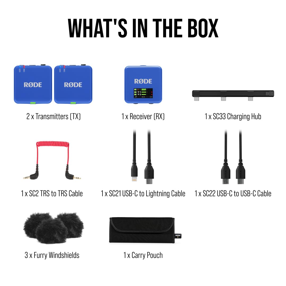 RØDE Wireless GO II Ultra-compact Dual-channel Wireless Microphone System with Built-in Microphones, On-board Recording and 200m Range for Filmmaking, Interviews and Content Creation: Wireless GO Gen 3 Cobalt