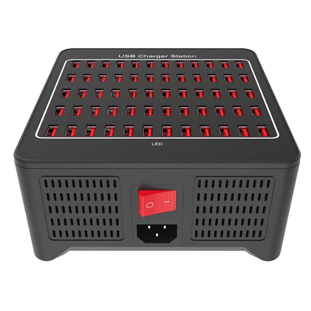 Estación de carga USB de 300 W 60 con múltiples puertos, base, múltiples cargadores USB, adaptador concentrador para ordenador, teléfono, cámara, enchufe de la UE, duradero, fácil