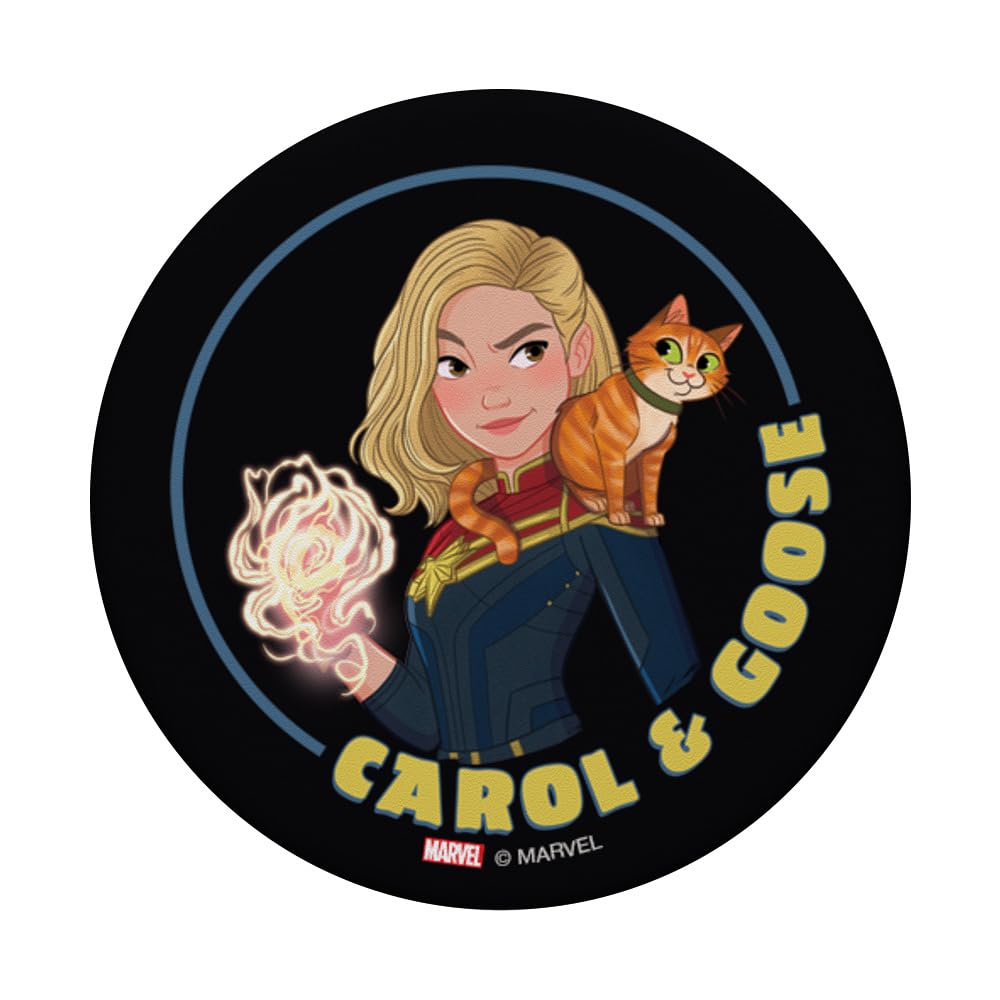 Marvel Studios The Marvels Captain Marvel Toon Carol & Goose PopSockets Swappable PopGrip, Black - Image 3