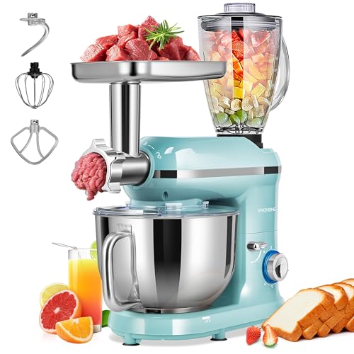 Comparison: Mixer And Grinder 9 VIVOHOME 3 in 1 Multifunctional Stand Mixer with 6 Quart Stainless Steel Bowl, 650W 6 Speed Tilt-Head Meat Grinder, Juice Blender, Blue