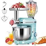 VIVOHOME 3 in 1 Multifunctional Stand Mixer with 6 Quart Stainless Steel Bowl, 650W 6 Speed Tilt-Head Meat Grinder, Juice Blender, Blue