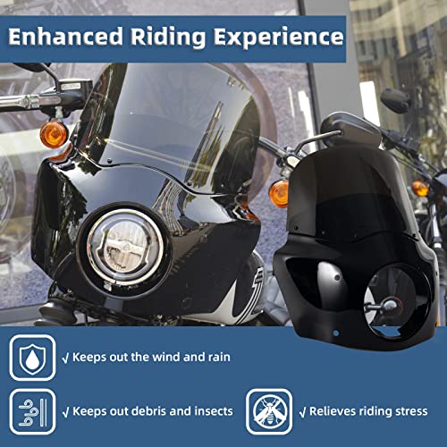 Image of Motorcycle Fairing Windshield Kit For 2006-2017 Dyna Street Bob Super Glide FXD FXDC Low Rider Accessories, 48-58mm Forks 11 inch Smoked Motorbike Wind-Screen with Extension