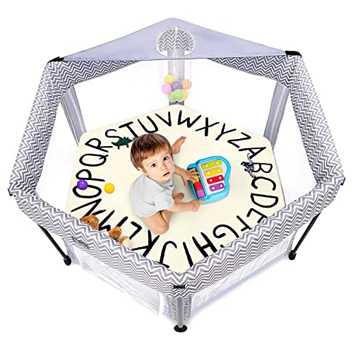 Staruia Black Abc Kids Rug 55"X47",Hexagon Washable Area Rug For Boys Girls Bedroom,Non-Slip Educational Nursery Rug Ultra Soft Play Carpet For Classroom Toy Room Playpen #TOP6