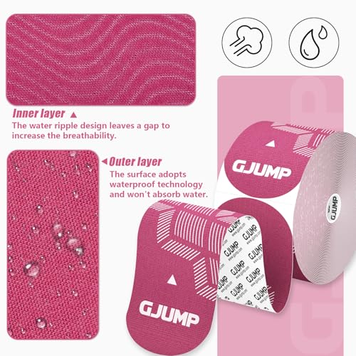 Image of Kinesiology Tape, 40 Count Precut Strips 2 Rolls Original Cotton Tape | Elastic Athletic Tape for Muscle Strain Relief & Joint Support, Latex Free Kinetic Tape, Waterproof & Breathable Sports Tape