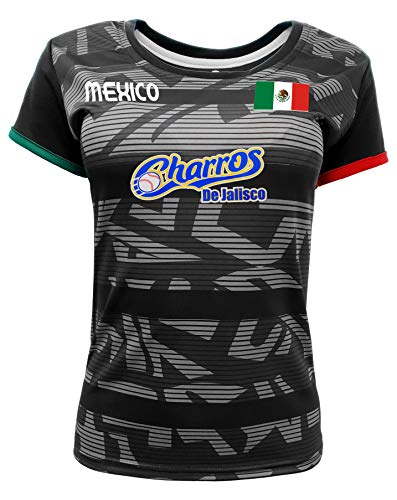 Women Jersey Mexico Charros de Jalisco 100% Polyester Black/Grey (Large)