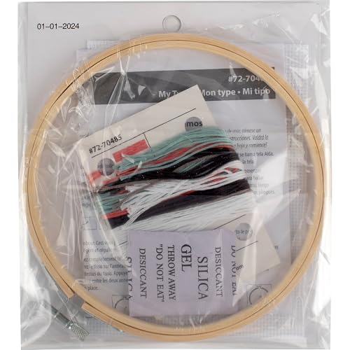 Image of Dimensions 72-70485 My Type Counted Cross Stitch Kit for Beginners, 6 inch Diameter, 14 Cnt. Aida, 5 Pieces