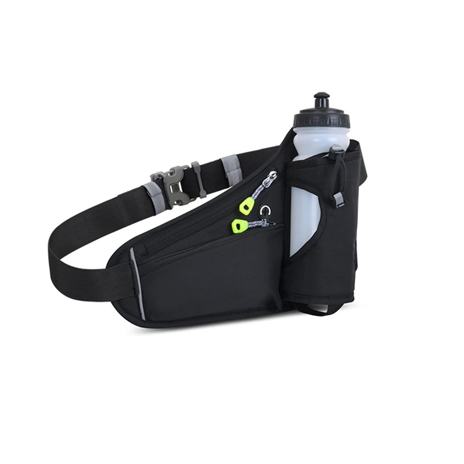 Riñonera para Correr, Bolsa para Botella de Agua, Bolsa pequeña para Gimnasio, Deportes al Aire Libre, Fitness (Negro)