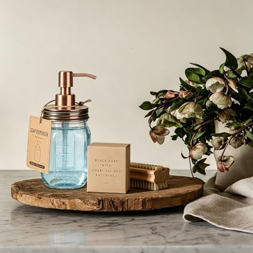 Image of Amolliar Mason Jar Liquid Soap Dispenser Lid, Copper 1 Pack, 16oz Soap Pump