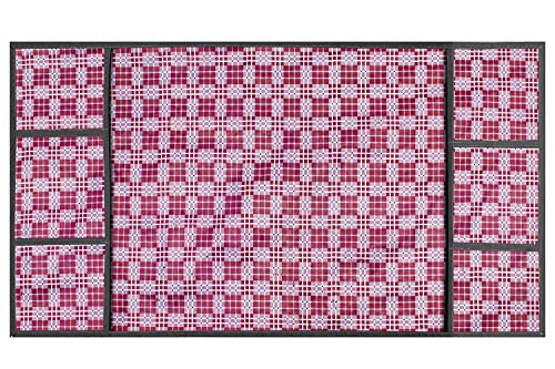 Image of Stylista Refridgerator top Cover Suitable for Samsung RT28C3742S8 /HL, 236 Liter Fridge, Dimension (WXD) 65x111 CM, Checkered Pattern Magenta