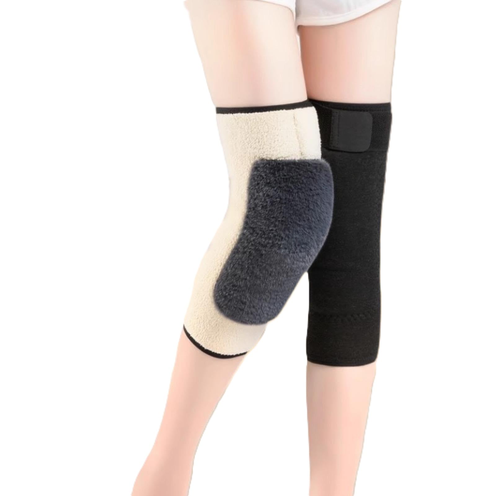 Alexvyan Black XXL Knee Warmers for Women & Men, Thickened Fleece Lined Knee Sleeve, Winter Thermal Knee Pads Wrap for Arthritic Knees Pain Relief Knee Support -Fleece Padding, 35 cm Length, Velcro Closure-image-36