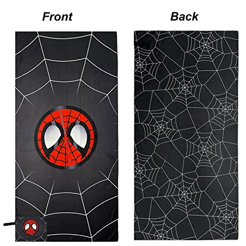 Microfiber Lightweight Beach Towel With Zipper Pocket, Fast Dry Super Absorbent Beach Towels For Adults And Kids, Two Sides Printed Pool Towels Sand Proof Clearance Bath Towel (Black Web) #TOP2