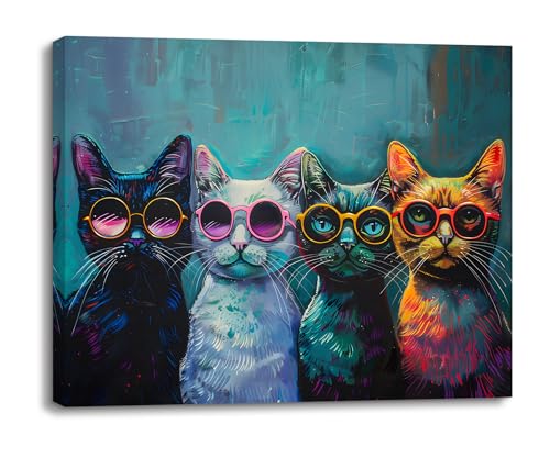 PIY PAINTING Pintura sobre lienzo de animales, impresión sobre lienzo de gatito, fácil de colgar, para dormitorio, salón, oficina, baño, entrada, 30 x 40 cm