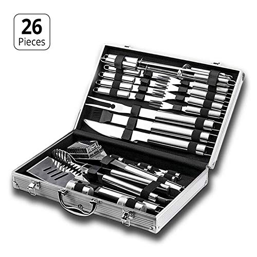 Preisvergleich Produktbild BBQ-Grillwerkzeuge LINKCOOL 26-tlg. Edelstahl-Grillwerkzeug-Set Premium-Grillzubehör Komplettes Grillgerät für den Außenbereich im Aluminium-Aufbewahrungskoffer