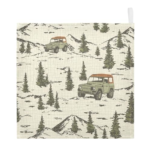 vvfelixl Offroad Cars Baby Burp Cloths Baby Muslin Washcloths for Boys Girls Cotton Babys Face Towel for Newborn Infants Soft and Absorbent 11.8 X 11.8 in, 5 Pack