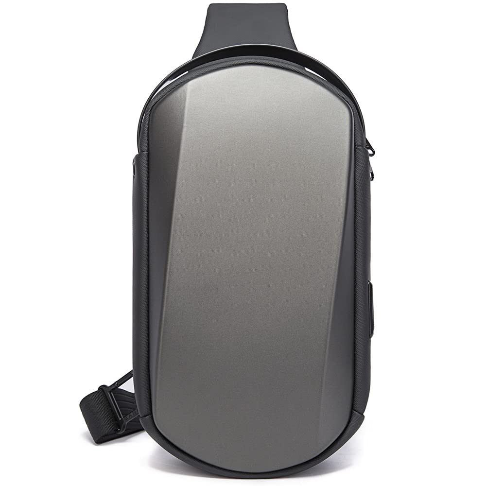 bange Water Resistant TPU Unisex Travel Crossbody Sling Bag Chest Pack with USB charging (Grey)-picture-29