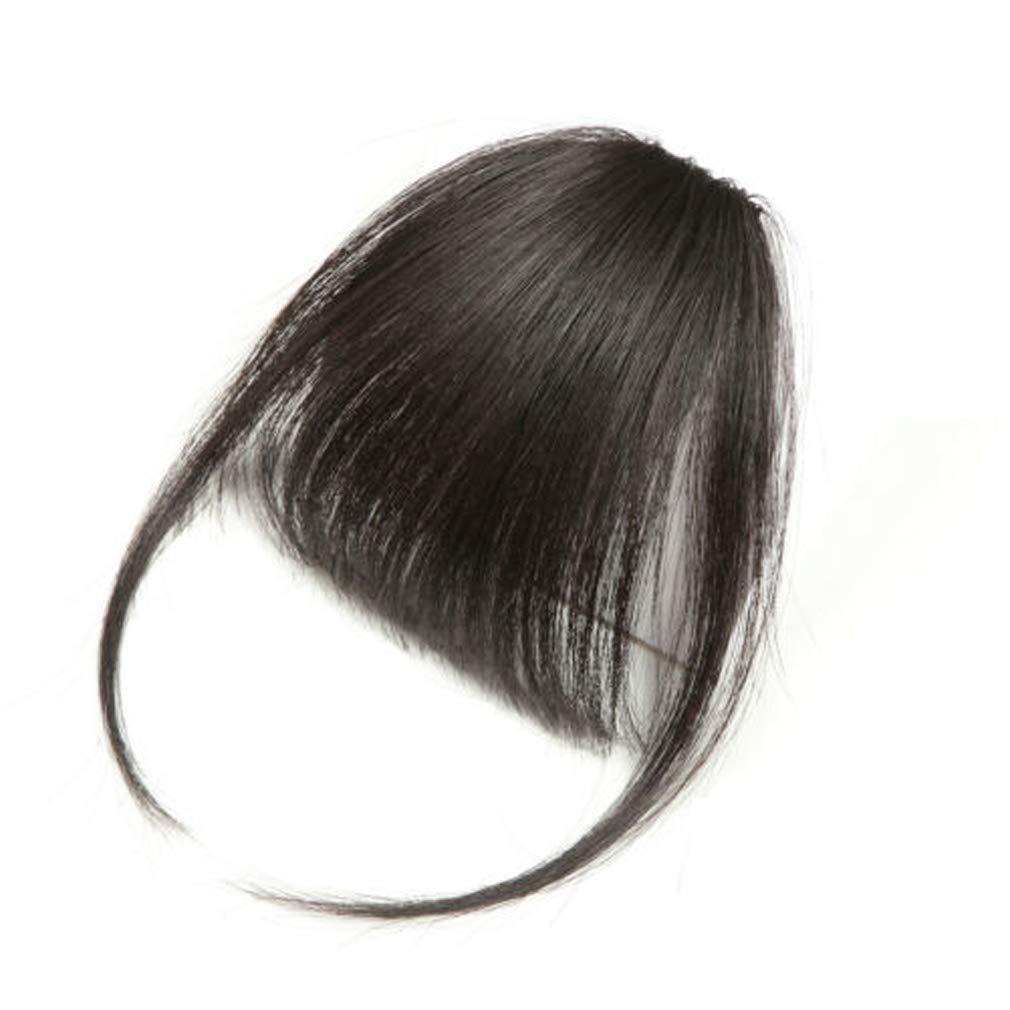 Human Hair Bangs with Temples Natural Black Flat Bangs/Fringe Hand Tied Bangs 1BB Clip-in Hair Extension