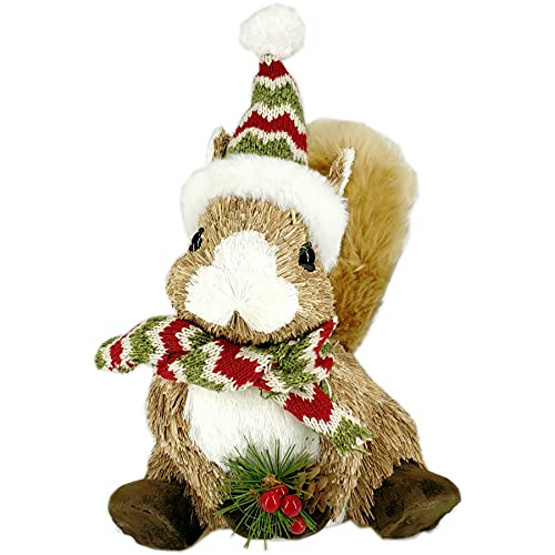 Nature-Vibe-106-Inches-Sisal-Squirrel-Decor-Figurine-with-Santa-Hat-for-Christmas-Home-Decor-Natural-Woodland-Animals-Figurines-as-Christmas-Table-Decorations Nature Vibe 106 Inches Sisal Squirrel Decor Figurine with Santa Hat for Christmas Home Decor Natural Woodland Animals Figurines as Christmas Table Decorations
