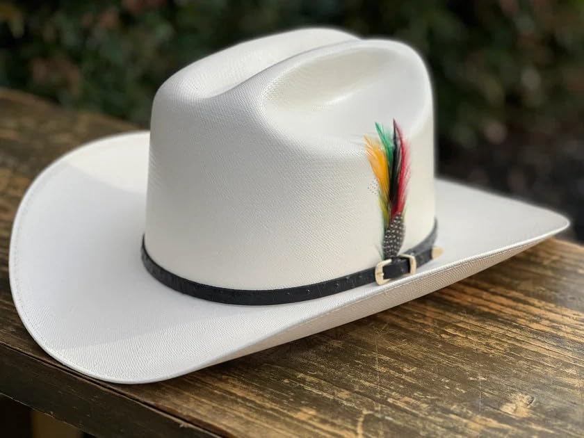 Men's White Diamonds San Judas Western Cowboy Straw Hat 100X Sinaloa Style 3 1/2" Brim - Sombrero Vaquero Fino - Image 4