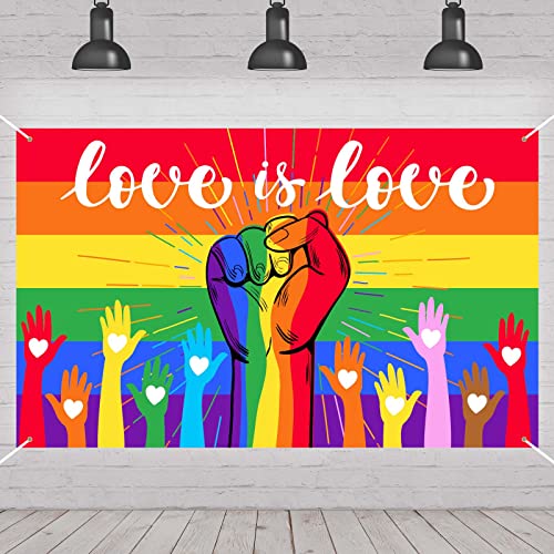 Love Is Love Backdrop Rainbow Gay Pride Decoration Photography Happy Pride Wall Hanging LGBT Decoration Decorations Favors and Supplies