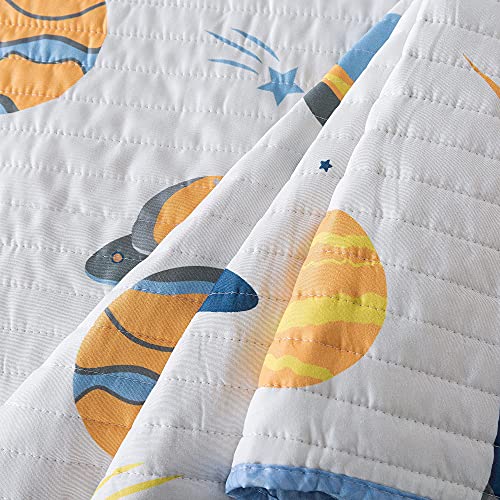 Soul & Lane Space Adventure Bedding Quilt Set - Queen With 2 Shams | Planet Galaxy Cosmos Quilted Bedspread For Kids #TOP4