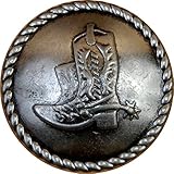 Set of 6 Cowboy Boot and Rope Drawer or Cabinet Pull Western Southwest Rustic Texas (Old Silver)