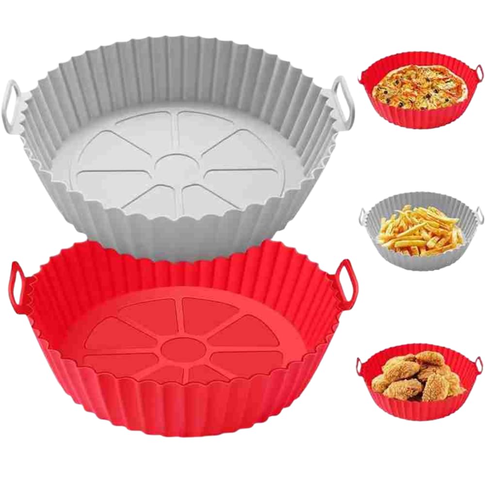 Forma de Silicone Antiaderente para Air Fryer, Reutilizável, Livre de BPA, Sem Sujeira