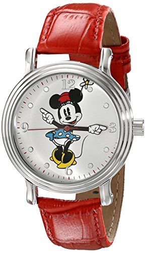 Recopilación y reviews de Minnie vintage del mes. 22 Disney W001874 Minnie Mouse Reloj analógico de cuarzo rojo para mujer, Rojo, Movimiento de cuarzo