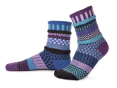 Solmate Socks - Mismatched Crew Socks; Made in USA; Raspberry Medium