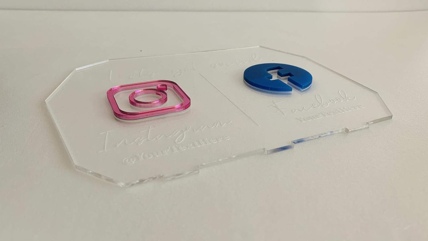 Personalized Instagram Sign, Facebook Name, Duo Social Media Icons, Small Business Logo, Table Signage, Office Decor Plaque, Beauty Salon Sign, Hashtag Freestanding Sign, Boutique, Wedding Sign