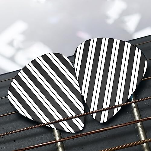 Lot de 12 médiators de guitare à rayures noires et blanches dans une boîte pour ukulélé guitare électrique basse - Les Beatles, Paul McCartney, John Lennon, RIngo Starr, George Harrison Lot de 12 médiators de guitare à rayures noires et blanches dans une boîte pour ukulélé guitare électrique basse – Image 8