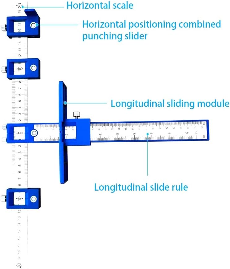 JoyTube Cabinet Hardware Jig Adjustable Punch Locator Tool,Drill Template Guide Tool, Drilling Holes for Installation of Doors Drawer Handles Knobs Pull.