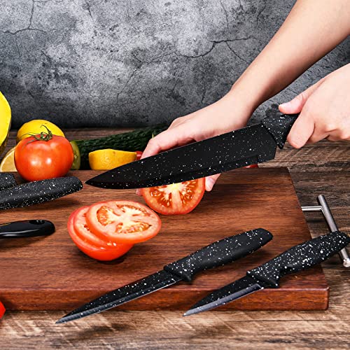 Junjing Kitchen Knife Sets Of 6, Sharp Stainless Steel Blade Chef Knife Set, Ergonomic Handle Kitchen Set Includes Utility, Chef, Bread, Paring Knife, Chef Kitchen Knives, Peeler, Dishwasher Safe #TOP5