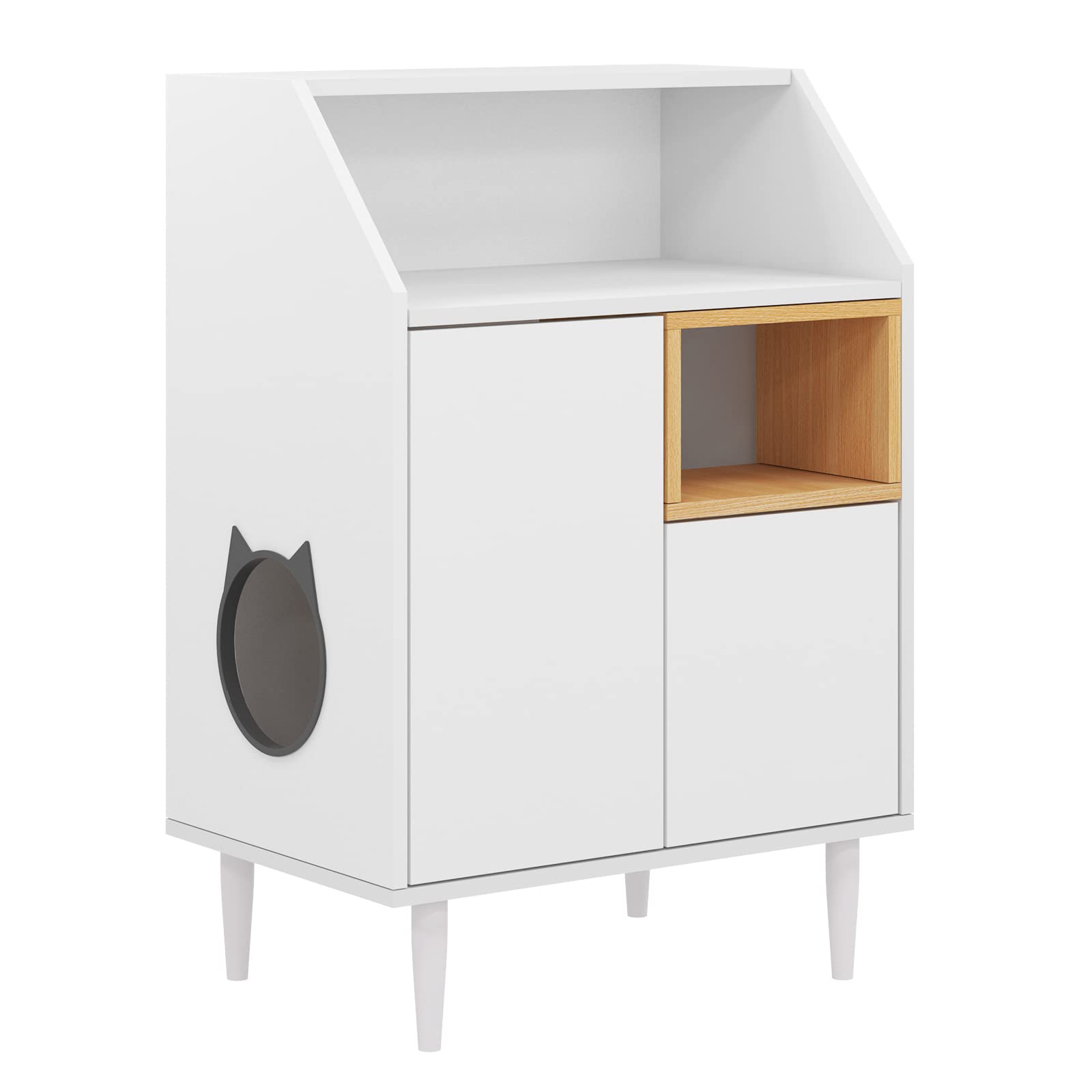 SDHYL Enceintes de bac à Litière Chat Meuble Cachée Armoire de Rangement Salon pour Chat 63 x 42.5 x 92cm Maison pour Chats d'intérieur avec 2 Trous, Ouvert en Haut