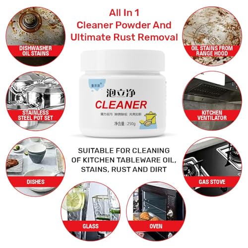 Image of All-in-One Rust Remover Powder with (1 Pic) Non-Scratch Disk cloth, Wash Ultimate Rust RemovaL, Multipurpose Kitchen Rust Remover Advanced Rust Removal for All Surfaces (250gm, 1 Pic)