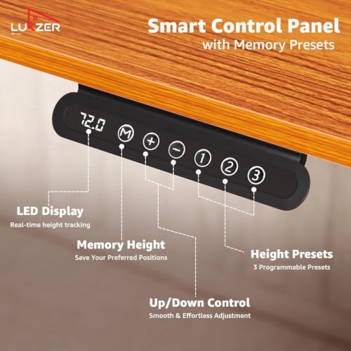 Image of Lukzer Electric Height Adjustable Table with 3 Memory Preset Controller Ergonomic Office Work & Home-Sit Stand Gaming & Study Desk (EST-003 /White & Oak Brown /1200 x 600 mm) DIY with 3-Year Warranty