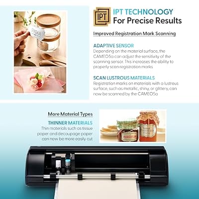Silhouette America Cameo 5 Alpha  - Smart Cutting Machine for Print & Cut - Quiet Operation with AutoBlade, Studio Software, Cutting Mat- Matte Black (Deluxe Bundle)