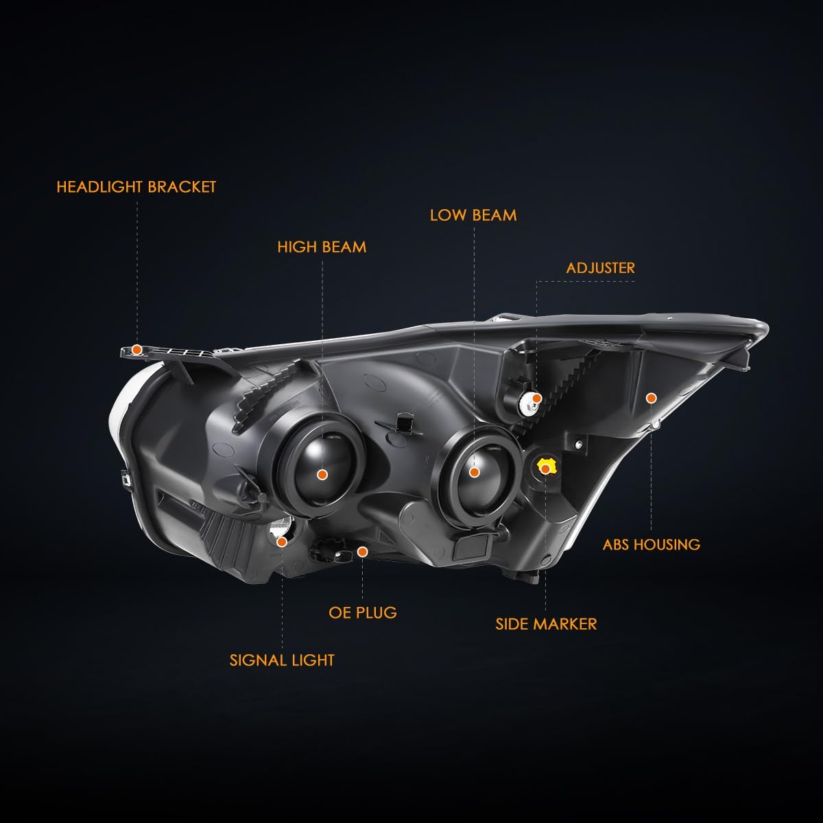 [Right/Passenger Side] Headlight Assembly Compatible with 15-23 Ford Transit 150 250 350,Black Housing