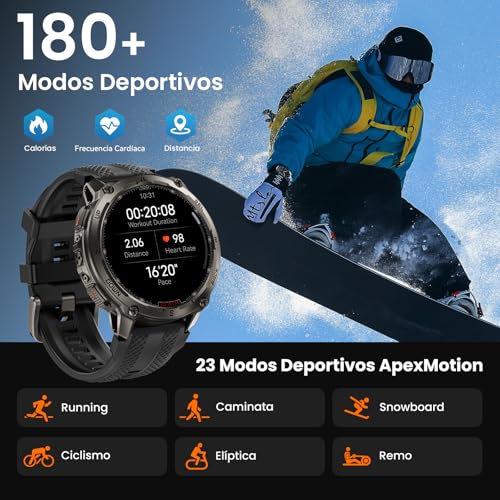 KOSPET Tank T4 Reloj Inteligente Hombre GPS, Acero Inoxidable Smartwatch Hombre, Mapas Offline & 10 ATM,50 Días de Batería, Monitoreo de Salud 24/7, Compatible con Android y iOS (Negro) - imagen 9