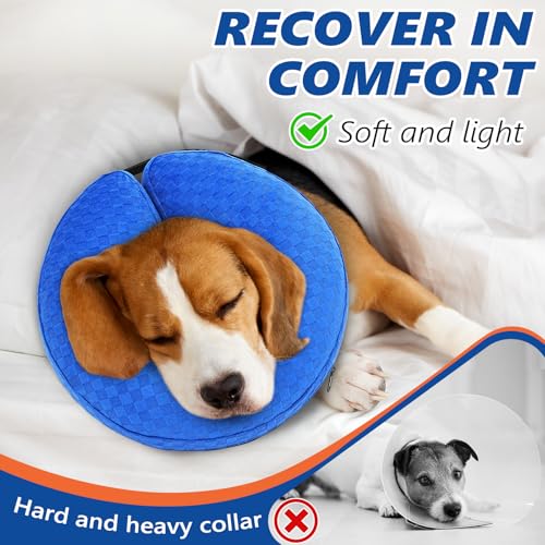 Image of Inflatable Dog Cone Collar After Surgery, Soft Dog Cone for Large Medium Small Dogs and Cats, Adjustable Blow up Neck Donut, Pet Recovery E Collar Alternative Not Block Vision(Blue,M)