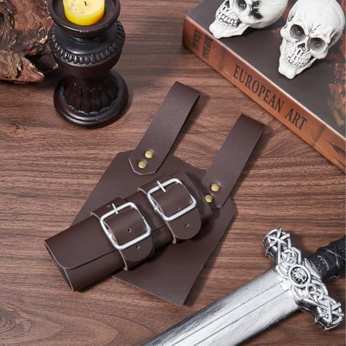 Image of GORGECRAFT Brown Sword Holster PU Leather Medieval Retro Dagger Adjustable Protective Cover Case Shoulder Back Sheath Bu