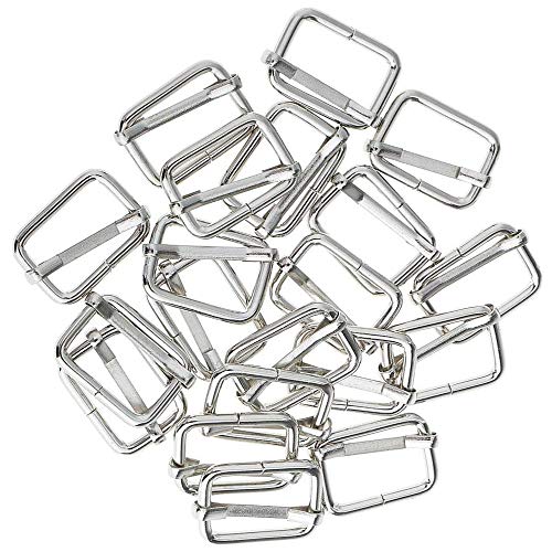 POFET Lot de 20 Boucles Coulissantes Rectangulaires pour Fabrication de Sacs à Main, à Dos, à Bagages - Accessoires de Bricolage (Argent, 32 x 16 x 2,8 mm)