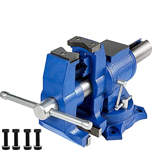 VEVOR Multifuncional Banco de Cabeza Giratoria de 360° 30KN Fuerza de agarre 3000KG para Procesamiento de Máquina y de Vicio de 6 Pulgadas con Base y Herramienta Tornillo de Banco, Industrial