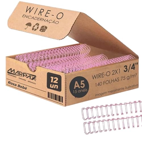 Wire-o para Encadernação 2x1 A5 Rosa Bebê 3/4 para 140 fls 36un