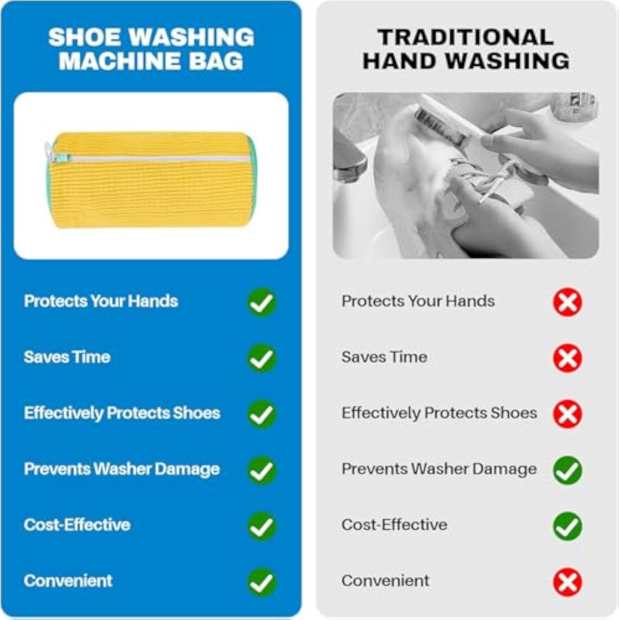 Shoe Washing Machine Bag, Invisible Zipper Side Opening