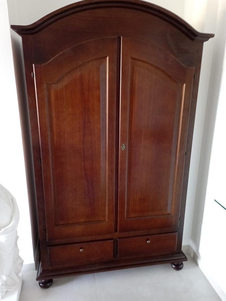 Mar.c.a. Design - Armoire Bois 2 Portes 2 tiroirs 125x61x200 cm Meuble Rangement Noyer Made in Italy